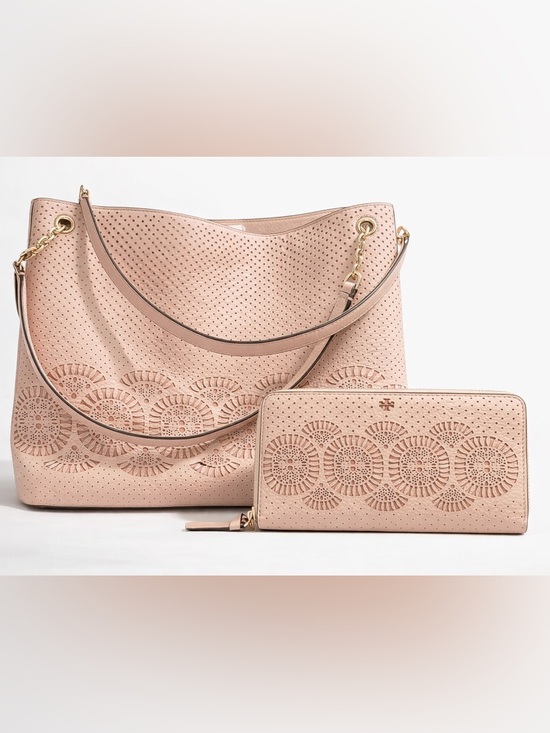 Tory Burch Handbags - Tory Burch Perforated Leather Tote + Matching Wallet Set Blush Pink 2016 Bundle